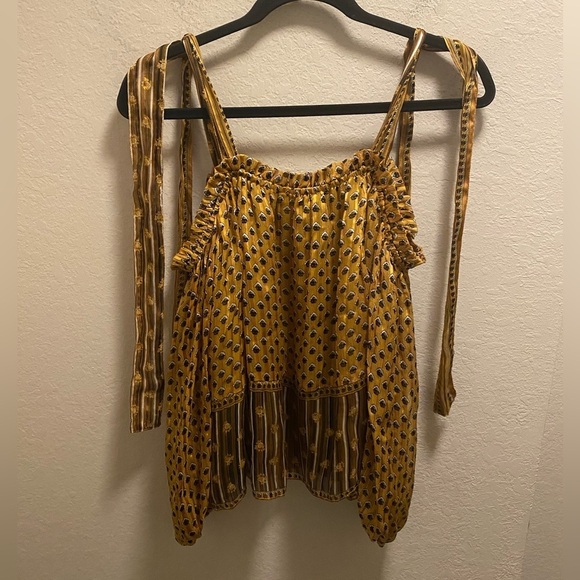 Ulla Johnson Gold Clement Silk Blouse Size 4 - Picture 12 of 12